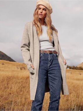 J.Crew Long Open Front Coatigan in light peach